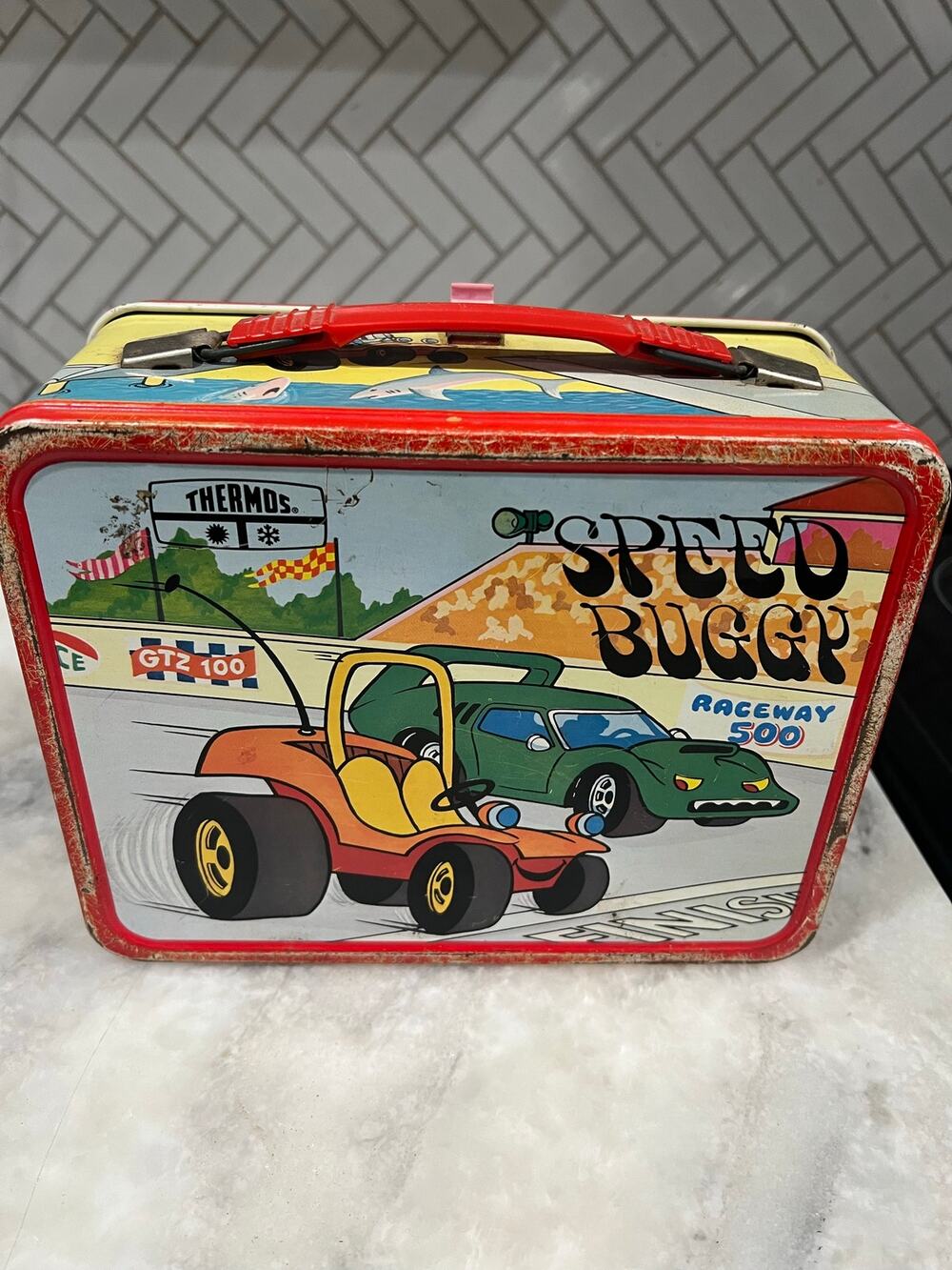 Vintage 1973 Thermos Speed Buggy Hanna-Barbera Metal Lunch Box No Thermos
